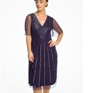 Lindy Bop Grape Embellished Evening Dress 1920s Flapper Glam